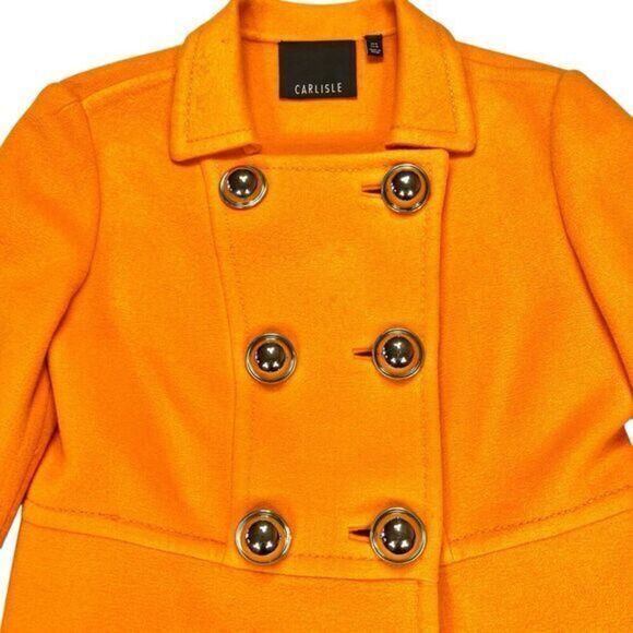 CARLISLE Wool Unlined Double Breasted UNIQUE Pea Coat 8 Chic Modern Preppy Noel - Picture 5 of 16